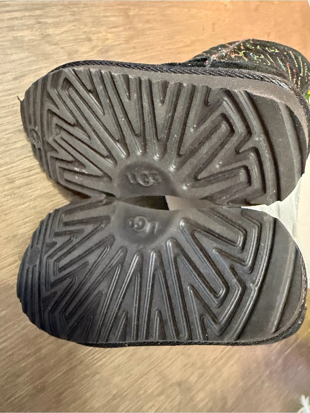 UGG Toddler Black Boots with Multicolor Logo Stitching